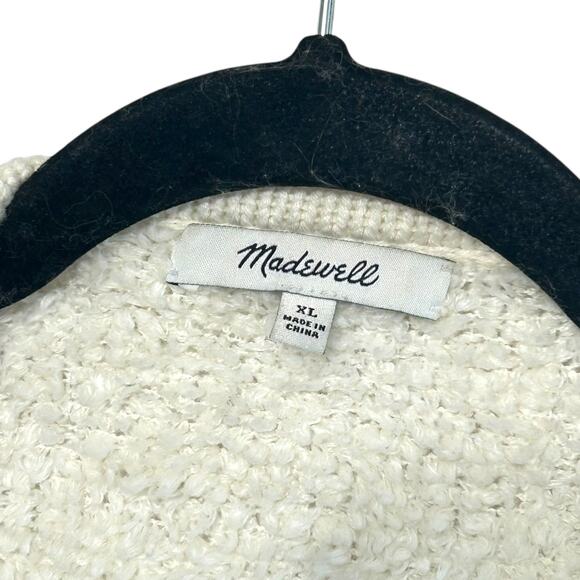 Madewell Striped Boucle Cardigan Sweater Women's Sz XL Ivory Lagenlook Cozycore - Picture 3 of 9